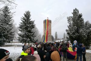 TÂRGOVIȘTE: Marşul Tricolorului – un drapel lung de 100 de metri a fost purtat de elevi