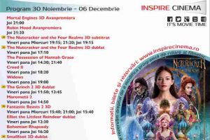 Program Cinema Inspire Alba Mall. Ce filme vor rula în perioada 30 noiembrie – 6 decembrie 2018