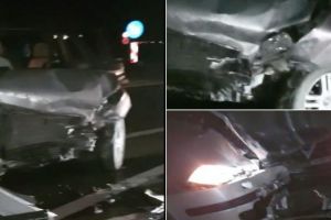 VIDEO: Accident rutier pe DN7, în apropiere de Lutsch 2000: Două maşini s-au făcut praf în intersecţia cu drumul spre Vinţu de Jos