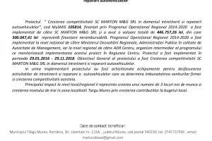 Anunţ începere proiect – SC MARTON M&G SRL