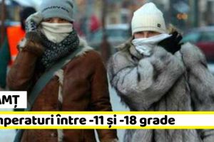 Neamţ: Temperaturi între -11 şi -18 grade, în această dimineaţă (1 decembrie)