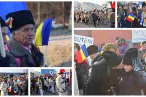 FOTO, VIDEO: Marş peste timp organizat de 450 de români din Huedin, Oradea, Răchiţele şi Cluj, reconstituind drumul parcurs de Trenul Unirii acum 100 de ani