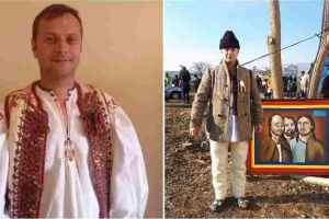 FOTO: La Alba Iulia, de Centenar, un tânăr din Apuseni, îmbrăcat cu opincile, iţarii şi cămaşa eroului Elie Bufnea, luptătorul antibolşevic