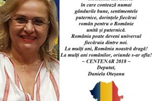 Daniela Otesanu, deputat PSD de Valcea: La multi ani, Romania noastra draga!