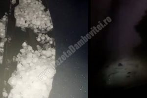 VOINEŞTI: Merele scăpate de îngheţ, bătute de grindină! Imagini cu furtuna