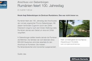 MAE reacţionează după ce o agenţie germană a scris că de Centenar românii sărbătoresc anexarea provinciei maghiare Transilvania