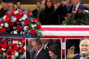  Melania şi Donald Trump la funeraliile fostului preşedinte George HW Bush. Foto în articol