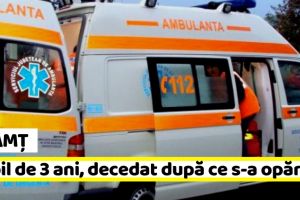 Neamţ: Copil de 3 ani, decedat după ce s-a opărit. A căzut într-un ceaun cu lături