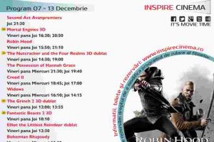 Program Cinema Inspire Alba Mall. Ce filme vor rula în perioada 7 – 13 decembrie 2018