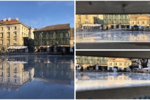 Atenţie, timişoreni! Patinoar pe pavaj în Piaţa Libertăţii, înainte să fie deschis cel privat