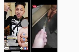 Inconstienta cat casa! A facut live pe Facebook in timp ce tinea cutitul indreptat spre copil