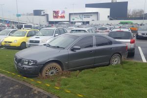 FOTO. Cocalarul care a rămas împotmolit în parcarea mall-ului
