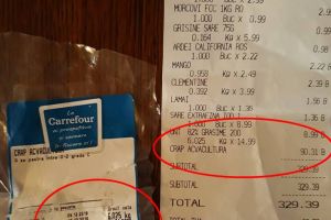 Hoţie sau eroare la noul Carrefour? Preţuri „umflate” la casă faţă de raft!