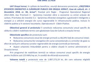 Lansare proiect „CREȘTEREA EFICIENȚEI ENERGETICE A CLĂDIRILOR PUBLICE DIN ORAȘUL IERNUT, Casa de cultură