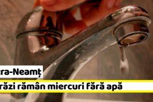 Piatra-Neamţ: 2 străzi rămân miercuri, 12 decembrie, fără apă