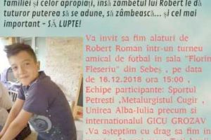 De ziua lui Robert Roman, în 16 decembrie, turneu caritabil la Sebeş, în Sala “Florin Fleşeriu”