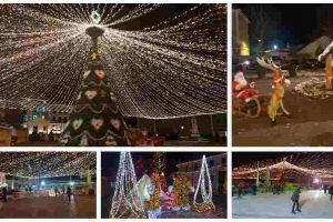 FOTO, VIDEO: S-a deschis Parcul Sărbătorilor de Iarnă, la Alba Iulia. Brad artificial, cupolă de lumini, căsuţe ca-n poveşti, patinoar şi colinde. PROGRAMUL