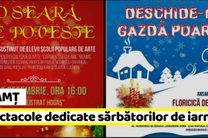 Neamţ: Două spectacole dedicate sărbătorilor de iarnă, joi, 13 decembrie