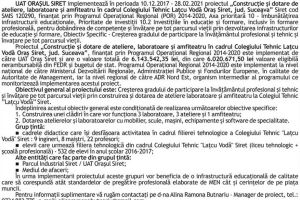 Lansarea proiectului „Construcţie şi dotare de ateliere, laboratoare şi amfiteatru în ...