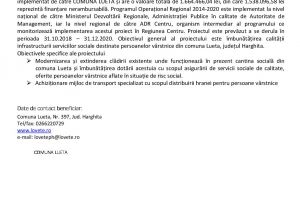 ANUNȚ DE LANSARE PROIECT- COMUNA LUETA, JUDEȚUL HARGHITA