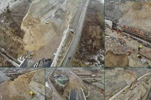VIDEO. Autostrada A 1, lotul 4 Lugoj-Deva, o mini-alunecare de teren înspre viaductul de la Bejan, în ”Dealul Liliecilor”