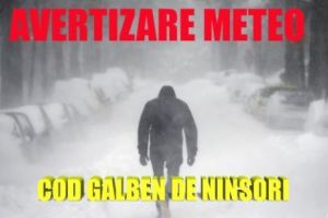 METEO. Avertizare ANM Cod GALBEN de NINSORI abundente 