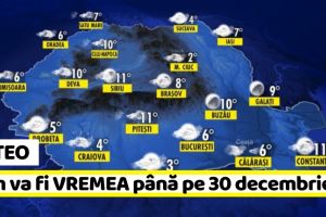 METEO: Cum va fi VREMEA până pe 30 decembrie. Prognoza meteo pe două săptămâni