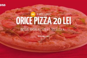 Manna Pizza Satu Mare: orice sortiment la 20 de lei! Ambalajul, sosul şi sucul, incluse în preţ!