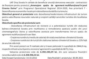 Comunicat de presa – UAT Oraş Sovata