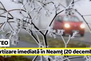 METEO: Avertizare imediată în judeţul Neamţ (20 decembrie). Ceaţă, chiciură
