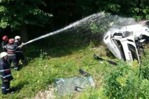 PERICOL MARE. Cisternă cu gaz lichefiat răsturnată în Vâlcea