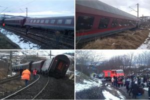 FOTO: A fost activat PLANUL ROȘU de intervenţie: Un tren a deraiat. Zeci de călători sunt în pericol