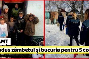 Neamţ: Poliţiştii au adus zâmbetul şi bucuria pentru 5 copii cărora le-a ars casa (FOTO)