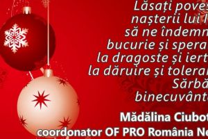 Neamţ: Mădălina Ciubotaru: „Lăsaţi povestea naşterii lui Iisus să ne îndemne la…”