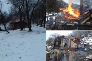 FOTO/ UPDATE/ INCENDIU la o casă din comuna Râmeţ, sat Valea Inzeului – Pentru stingere au intervenit pompierii din Aiud