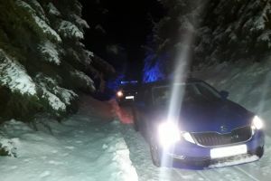 Jandarmii montani au salvat doua persoane aflate intr-un autoturism inzapezit pe un drum forestier. Cum au ajuns turistii in acea zona (galerie foto) 