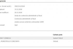 2018 de cosmar. Fostul sef al Corpului de Control al Primariei Constanta, condamnat si amendat de Politia Locala. Acum se judeca pentru anularea contraventiei