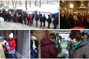 Cozi la Catedrala din Timişoara pentru apă sfinţită. Spumă în unele sticle şi certuri la rând