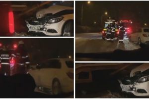 Un şofer a intrat cu maşina într-o remorcă după ce a derapat din cauza zăpezii, la Timişoara