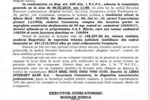 Licitatie publica organizata de B.E.J. 
