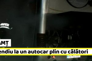Neamţ: Incendiu la un autocar plin cu călători