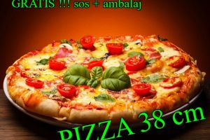 Lupy Food – Pizza de 38 cm, pentru două persoane. Sosul şi ambalajul sunt gratuite!