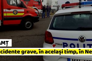 Neamţ: Două accidente în acelaşi timp în Neamţ. Un autoturism răsturnat şi unul căzut într-un pârâu