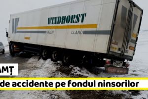 Neamţ: Val de accidente pe fondul ninsorilor în zona Moldovei. Avertismentul drumarilor
