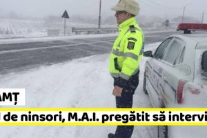 Neamţ: Cod galben de ninsori, M.A.I. pregătit să intervină