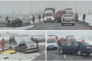 Accident grav pe DN 79, între Oradea şi Arad. O persoană a murit, Poliţia avertizează că drumul este acoperit cu polei