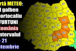 Alertă METEO: Cod galben şi portocaliu de FURTUNI în România în intervalul 20-21 septembrie