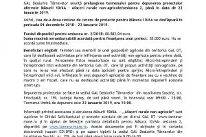 ANUNȚ PRELUNGIRE APEL DE SELECȚIE Măsura 10/6A