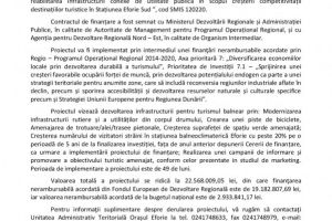Comunicat de presa: Modernizarea si reabilitarea infrastructurii conexe de utilitate publica in scopul cresterii competitivitatii destinatiilor turistice in Statiunea Eforie Sud