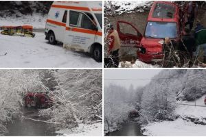 UPDATE FOTO / ACCIDENT la Trâmpoiele. Două dintre victimele, au leziuni uşoare.  O minoră de 15 ani, cu hipotermie, a fost transportată la spital